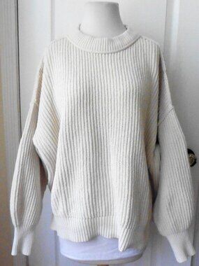 Aerie Recycled Poly Thick Ribbed Creamy White Sweater Small